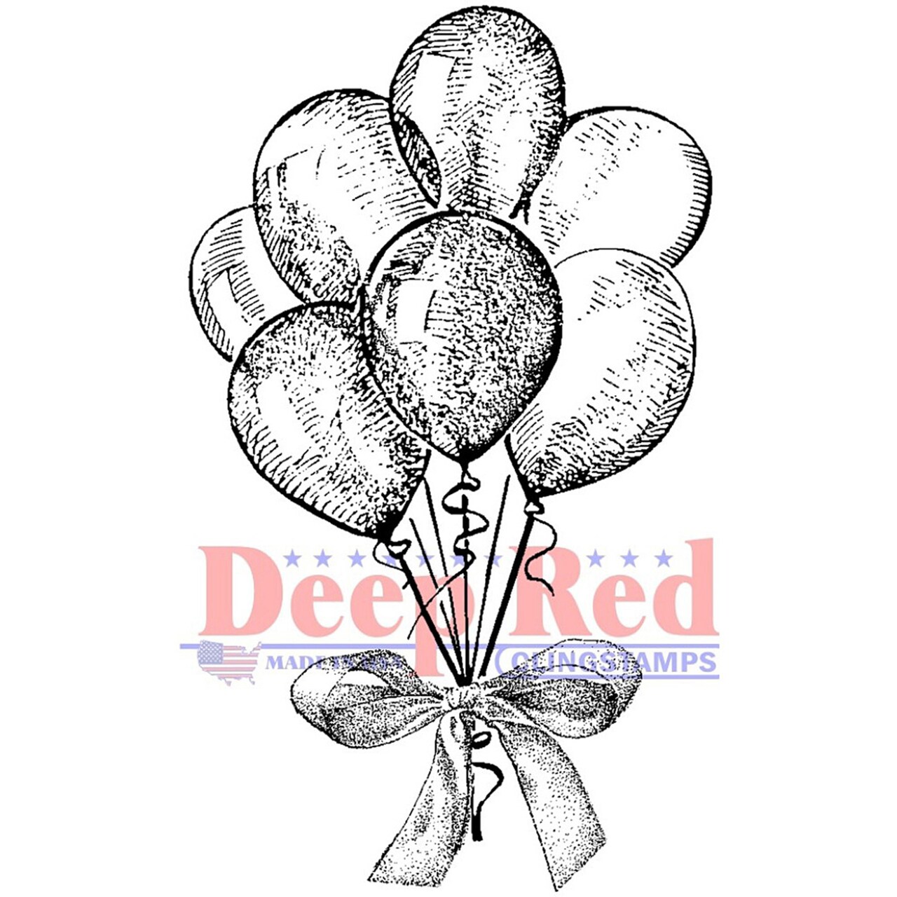 Deep Red Stamps Party Balloons Rubber Cling Stamp 2 x 3.1 inches